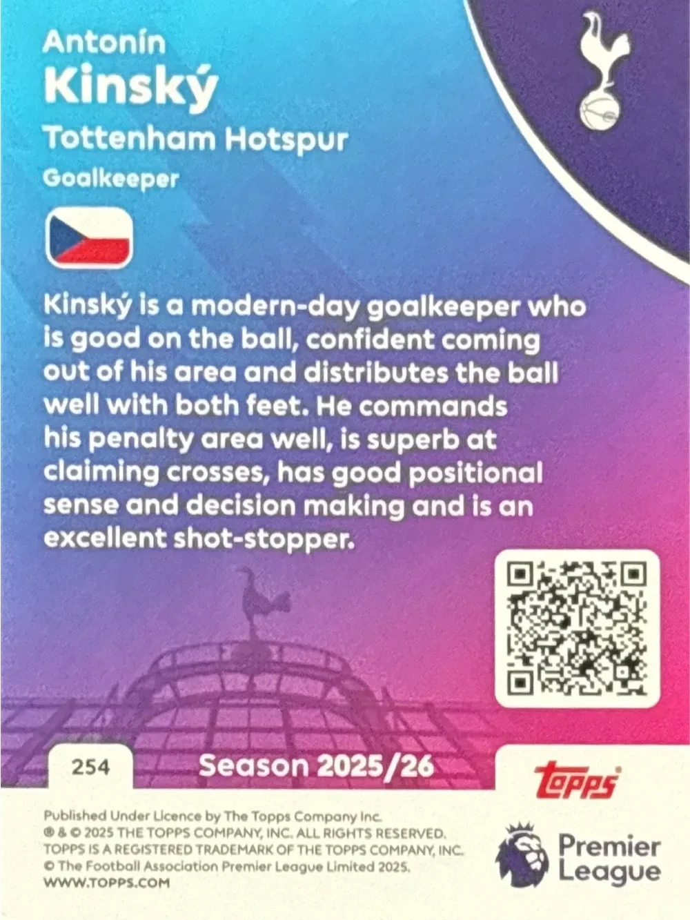 Topps Antonio Kinskiy Tottenham RC Soccer Trading Card